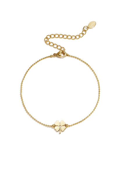 14K verguld roestvrijstalen bedelarmbanden met klavermotief, eenvoudige dagelijkse sieradenserie voor dames.