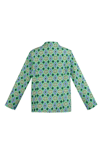 Boho Chic Green Rayon Jacket for Spring/Summer