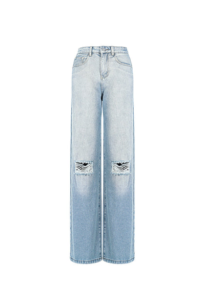 Stylish Ripped Straight Denim Pants for All Fits