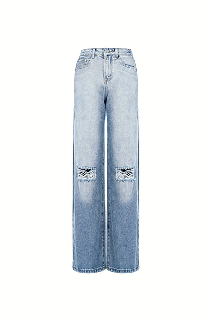 Stylish Ripped Straight Denim Pants for All Fits