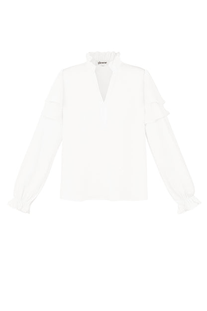 Stylish Polyester Long Sleeve Top in Blue, White & Black