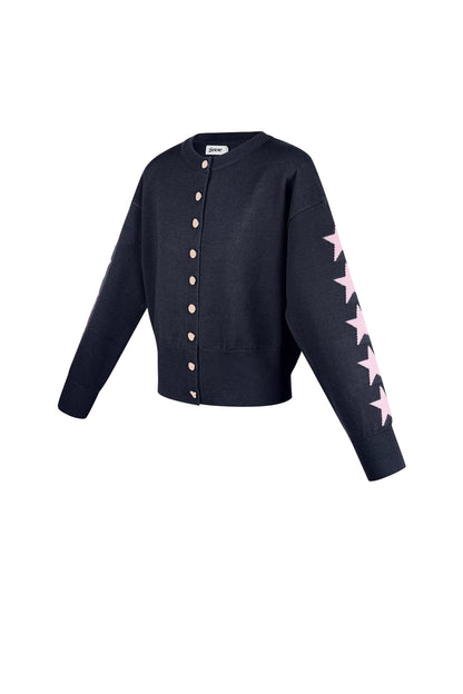 Viscose Gebreide Cardigan Vrouwen Kort Model Sterrenpatroon