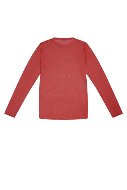 Elegant Long Sleeve Top in Pink and Red - Comfort Meets Style
