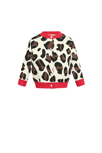 Viscose Gebreide Cardigan Vrouwen Luipaardprint Patroon Stijlvol
