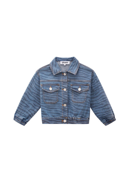 Katoenen Kinderen Jeansjack Klassieke Gestreepte Ontwerp