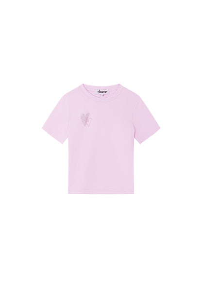 Cotton Kinder T-shirt Casual Geborduurde Hart Ontwerp
