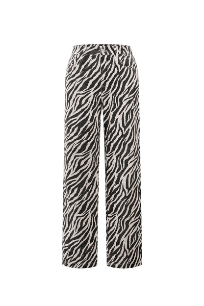 Stylish Black Zebra Stripe Denim Pants for Casual Wear