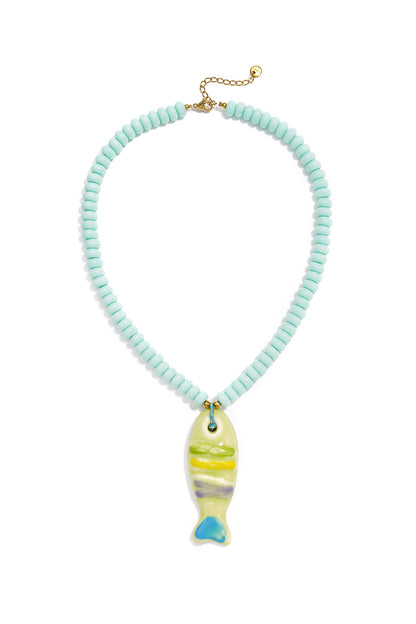 Keramische kralenkettingen met vismotief, vakantie-/strandthema, romantische serie voor dames.