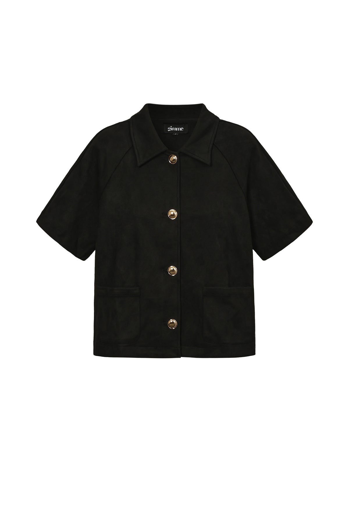 Suède blouse met gouden knopen
