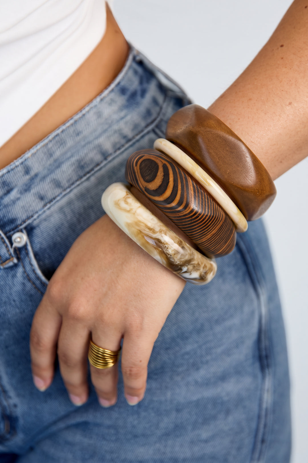 Houten armbanden met onregelmatige vorm, eenvoudige, alledaagse serie, damessieraden