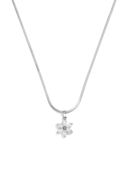 Roestvrijstalen hangerkettingen met bloemmotief, eenvoudige dagelijkse sieradenserie voor dames.