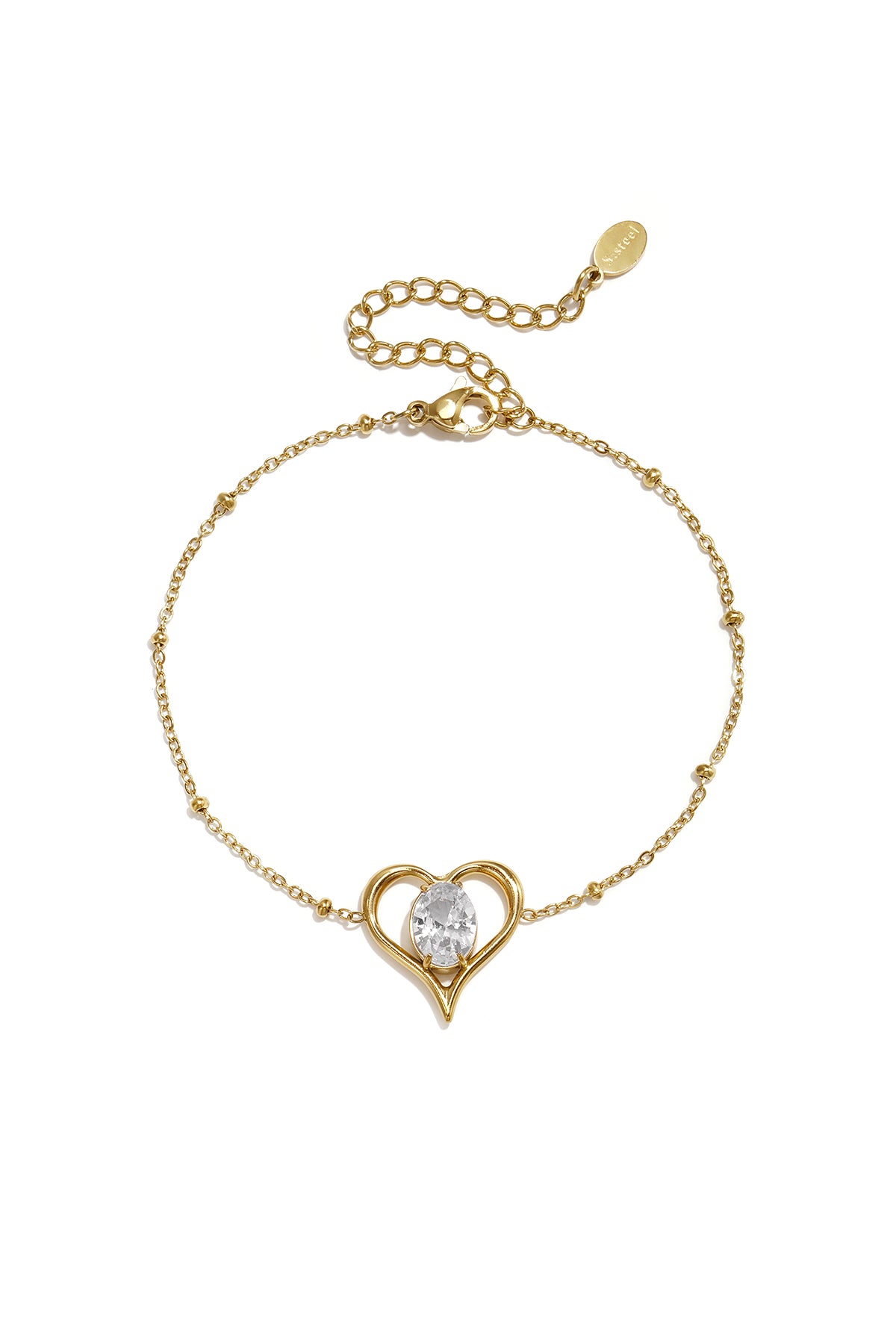 Roestvrijstalen bedelarmbanden met hartje, eenvoudige dagelijkse serie, dames sieraden