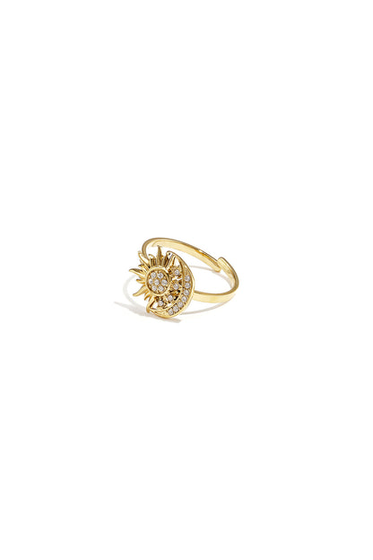 Verstelbare ring met steen in hart vorm en hart