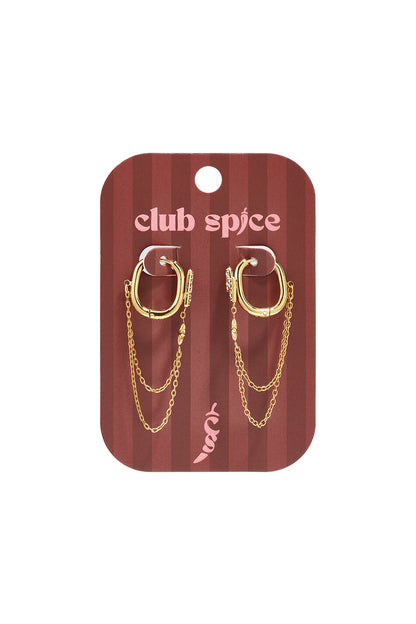 Oorbellen met hangertjes van roestvrij staal en ketting, Simple Daily Simple Series, damessieraden