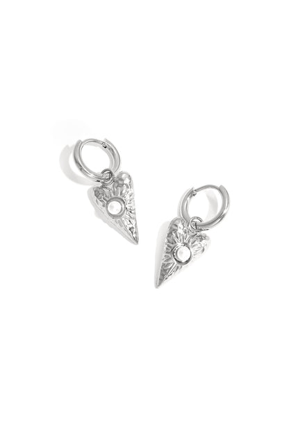 Roestvrijstalen oorbellen met hartvormige hanger, casual en eenvoudig, voor dagelijks gebruik, dames sieraden
