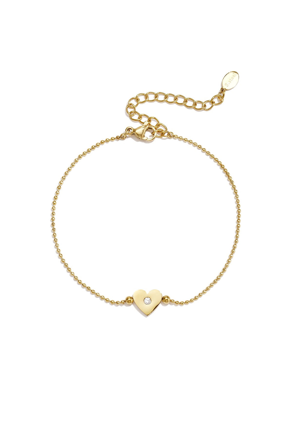Roestvrijstalen bedelarmbanden met hartje, eenvoudige dagelijkse serie, dames sieraden