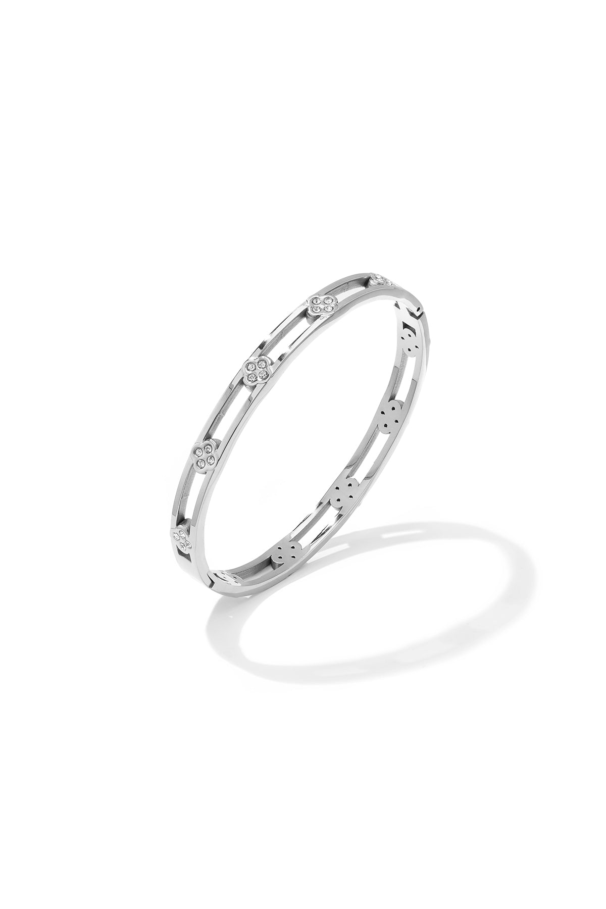 Roestvrijstalen armbanden met klavermotief, eenvoudige dagelijkse sieraden uit de Simple Series voor dames.