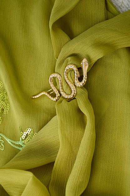 Broche haarspeld slang met steentjes