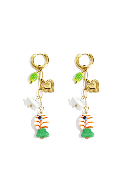 Oorringen met ketting en hangende charms