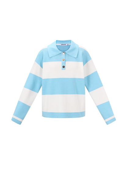 Gebreide Viscose Dames Polo Trui Strepen Herfst/Winter