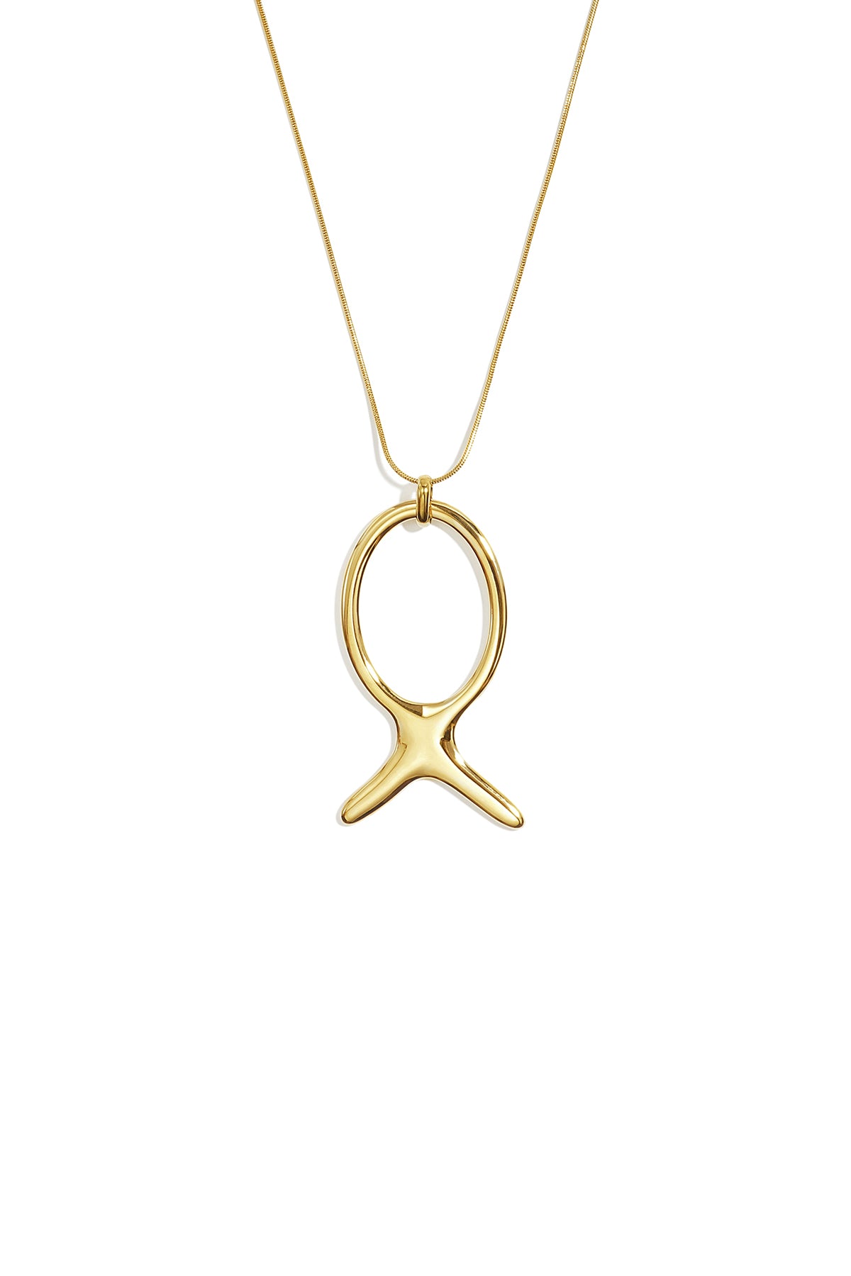 Lange ketting van roestvrij staal met vismotief, eenvoudige, alledaagse sieraden voor dames.