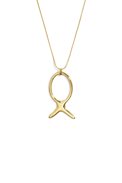 Lange ketting van roestvrij staal met vismotief, eenvoudige, alledaagse sieraden voor dames.