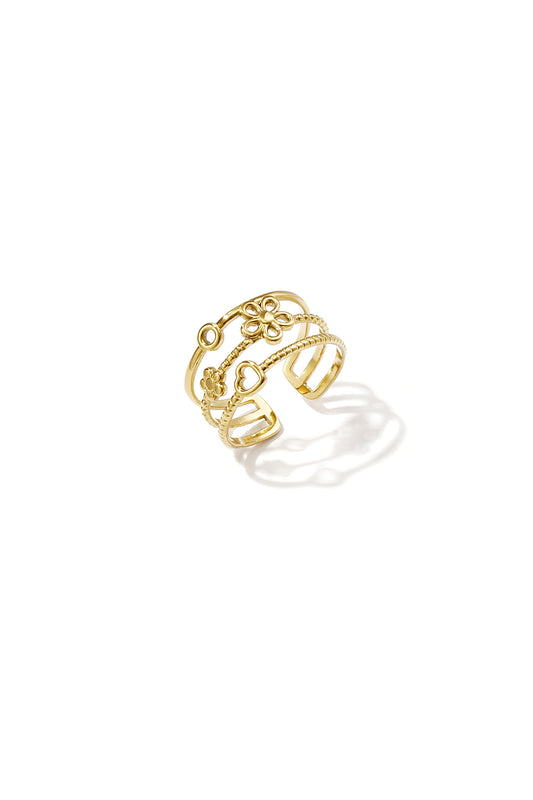 Minimalistische ringen van roestvrij staal met bloemmotief uit de Daily Simple-serie voor dames.