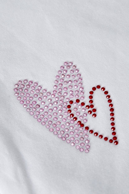 Cotton Kinder T-shirt Casual Geborduurde Hart Ontwerp