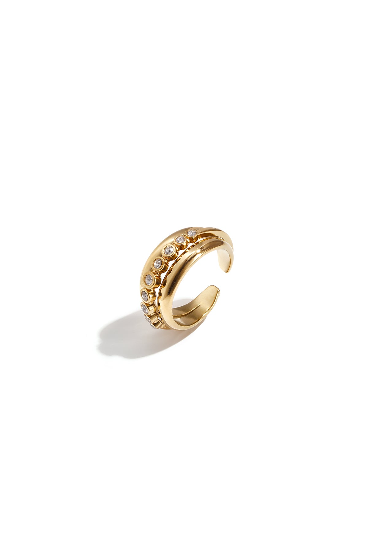 Drievoudige ring met zirkonia steentjes
