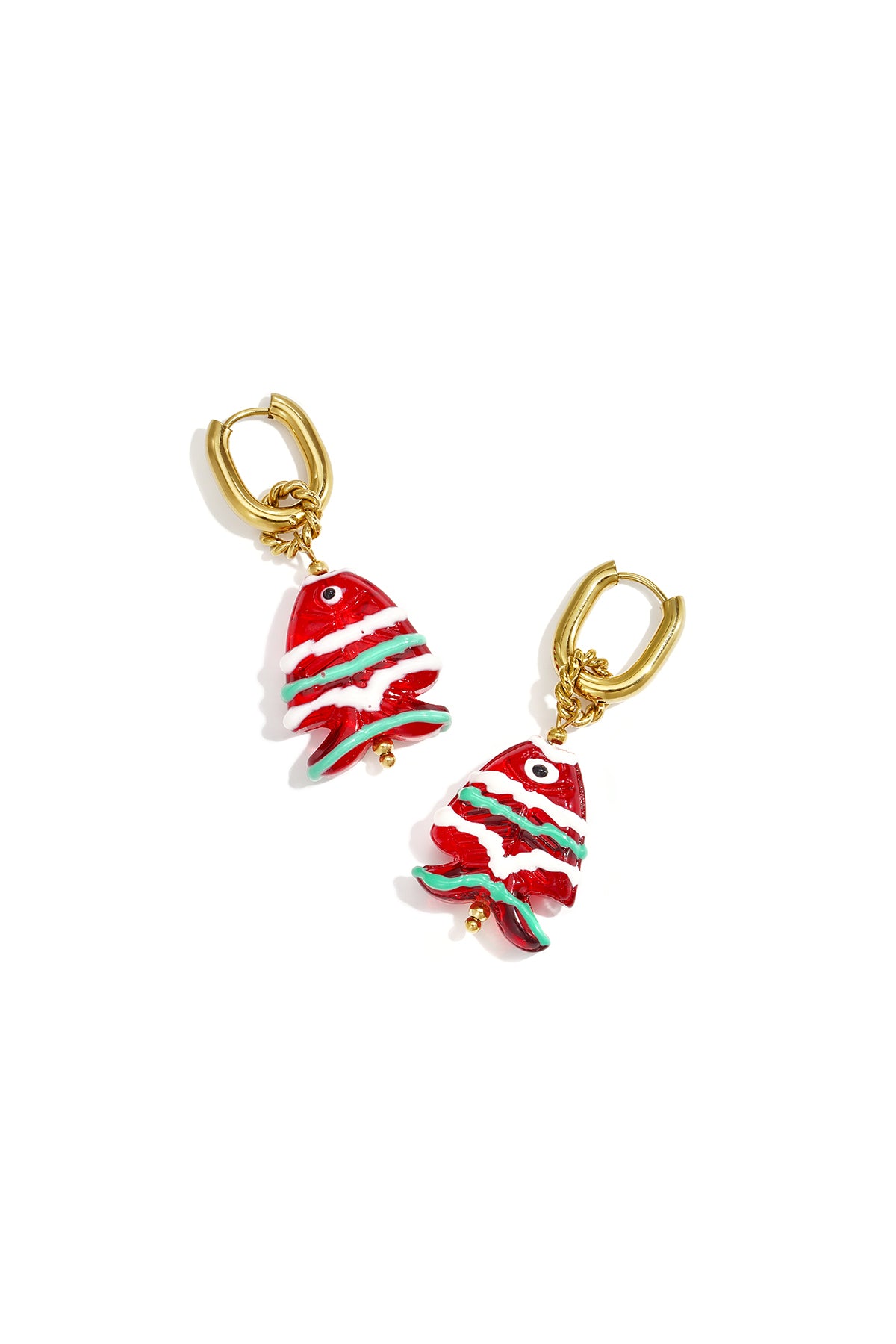 Roestvrijstalen hangende oorbellen in de vorm van een vis, eenvoudige dagelijkse sieraden uit de Simple Series voor dames.