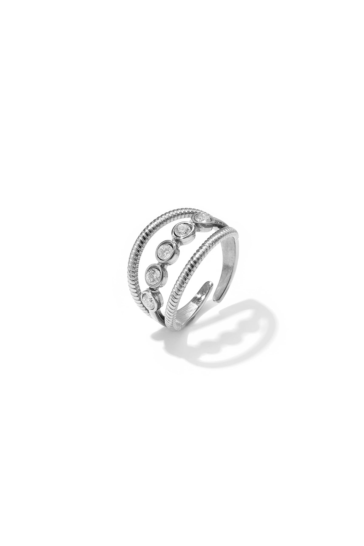 Gelaagde ring met steentjes