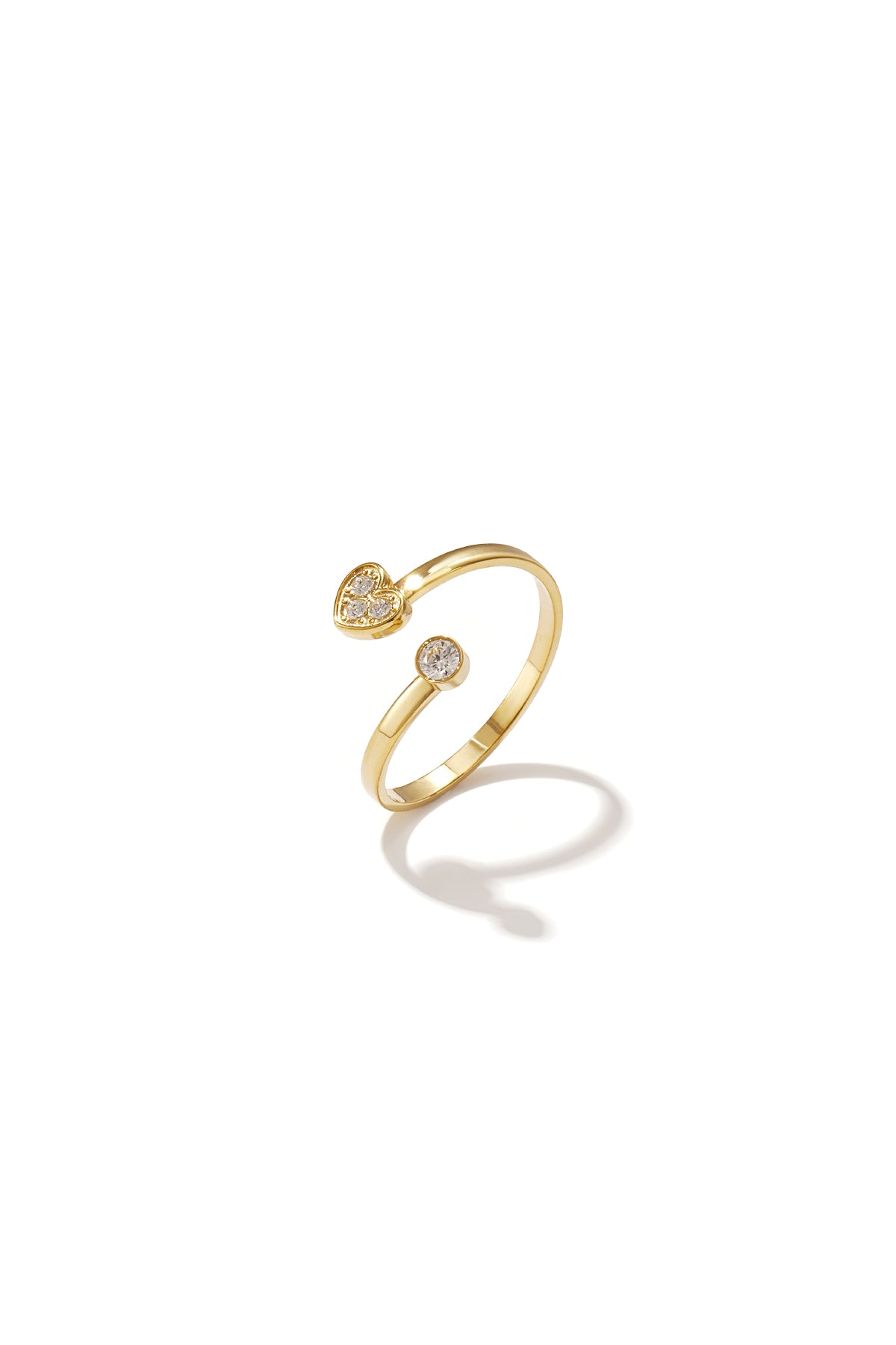 Minimalistische verstelbare ring met steentjes en hart