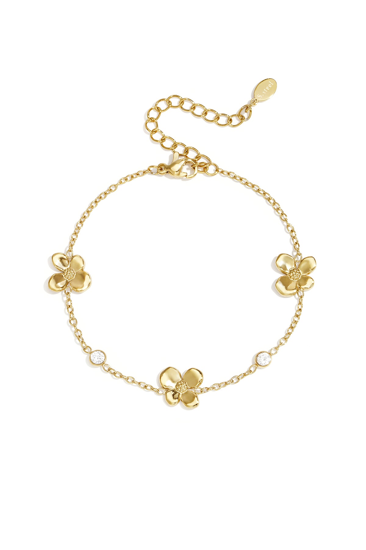 Roestvrijstalen bedelarmbanden met bloemmotief, eenvoudige dagelijkse sieradenserie voor dames.