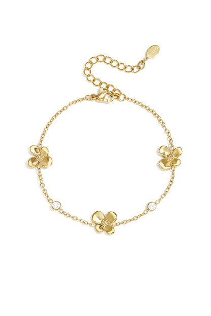 Roestvrijstalen bedelarmbanden met bloemmotief, eenvoudige dagelijkse sieradenserie voor dames.