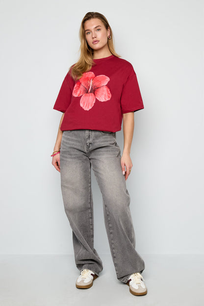 T-shirt met tropische bloemen