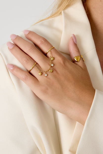 Ringen van roestvrij staal met edelsteen, hartvormig, eenvoudig, dagelijks gebruik, Simple Series, dames sieraden