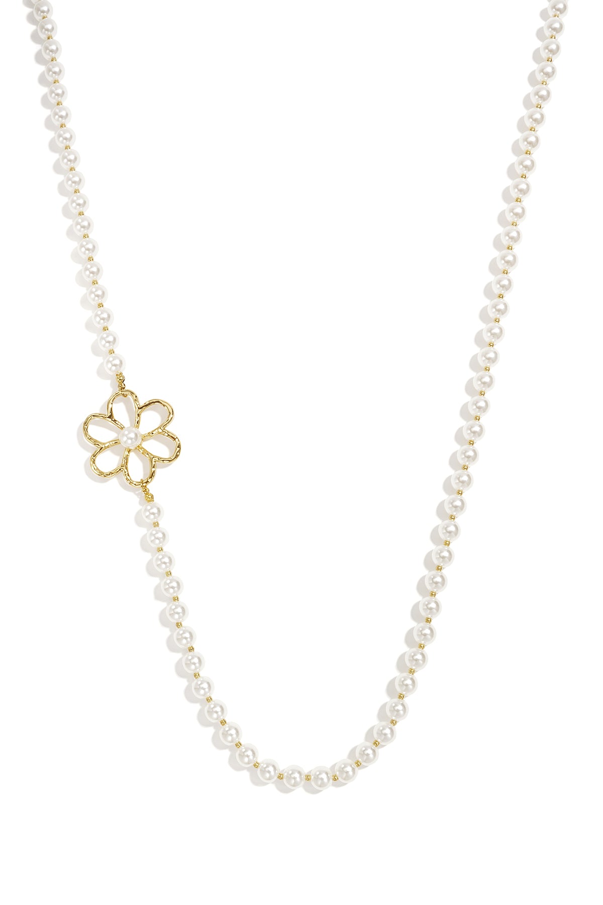 Imitatieparel lange kettingen met bloemmotief, zoete en eenvoudige dagelijkse serie, dames sieraden