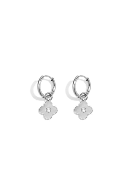Roestvrijstalen hangende oorbellen met klavertje vier, eenvoudige dagelijkse sieraden uit de Simple-serie voor dames.