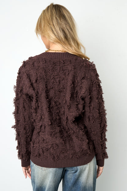 V sweater met franjes