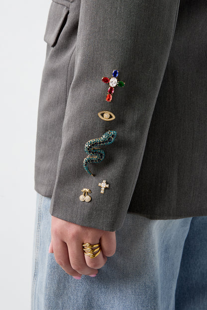Broches met kruisje, eenvoudig, roestvrij staal, dagelijkse accessoires