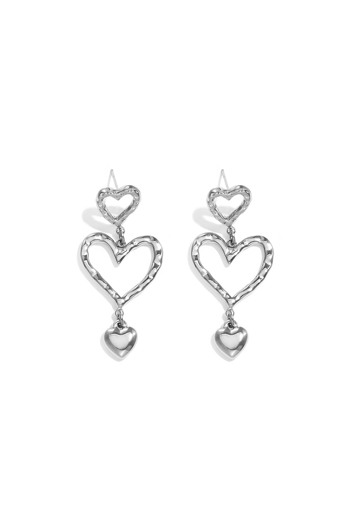 Oorbellen van roestvrij staal met hartjesmotief, casual en eenvoudig voor dagelijks gebruik, dames sieraden