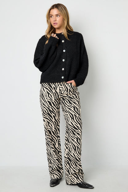 Stylish Black Zebra Stripe Denim Pants for Casual Wear