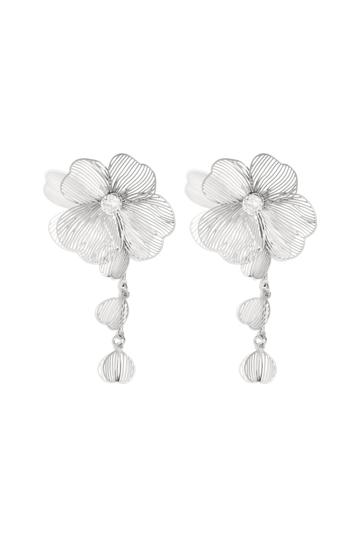 Oorbellen van roestvrij staal met hanger, bloem, casual, dagelijks, eenvoudig, serie, damessieraden