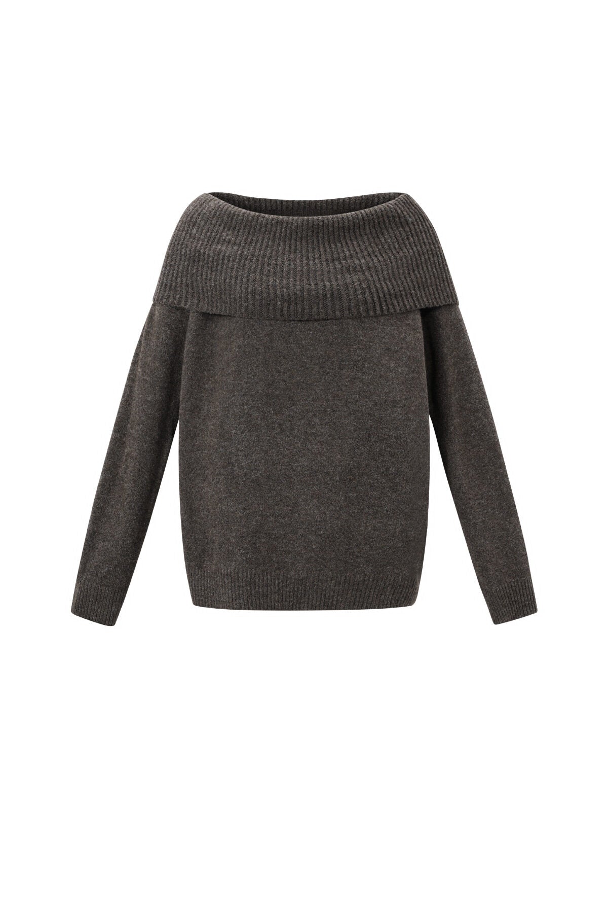 Gebreide Polyestervezel Vrouwen Off-Shoulder Trui Elegant Solide Kleur