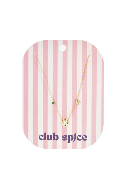 Ketting met klavertjes en gekleurd steentje