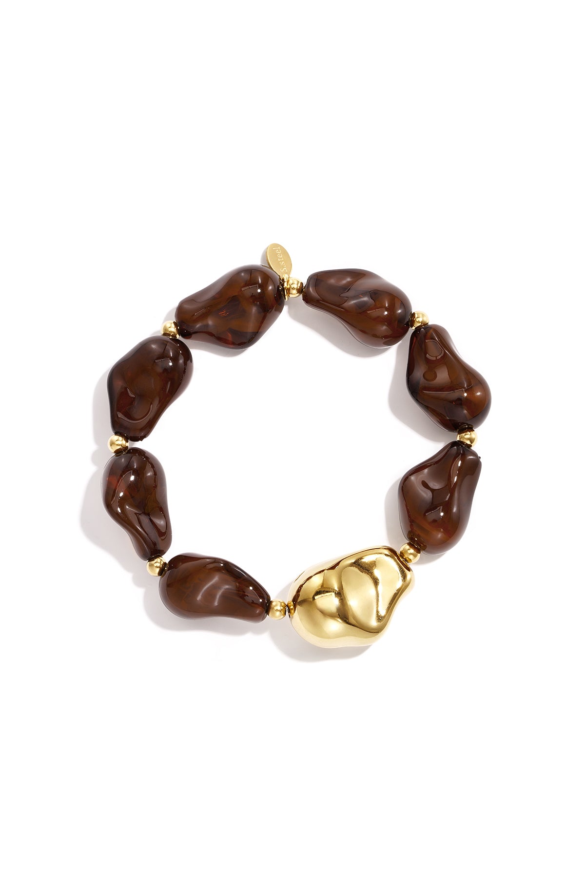 Roestvrijstalen kralenarmbanden met onregelmatige vorm, casual, alledaagse, eenvoudige serie, damessieraden