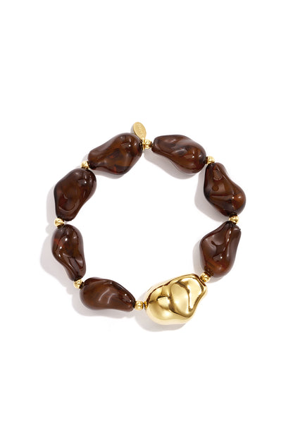 Roestvrijstalen kralenarmbanden met onregelmatige vorm, casual, alledaagse, eenvoudige serie, damessieraden