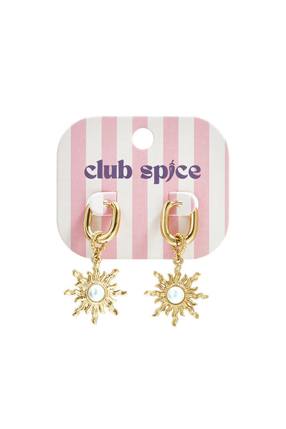 Squoval oorbellen met boho zon charm