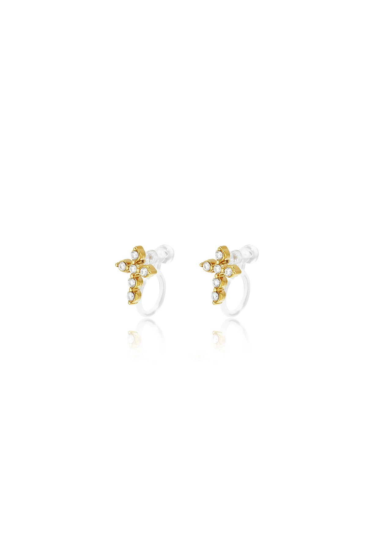 Clipoorbellen van roestvrij staal met kruisje, eenvoudige dagelijkse sieraden uit de Simple Series voor dames.