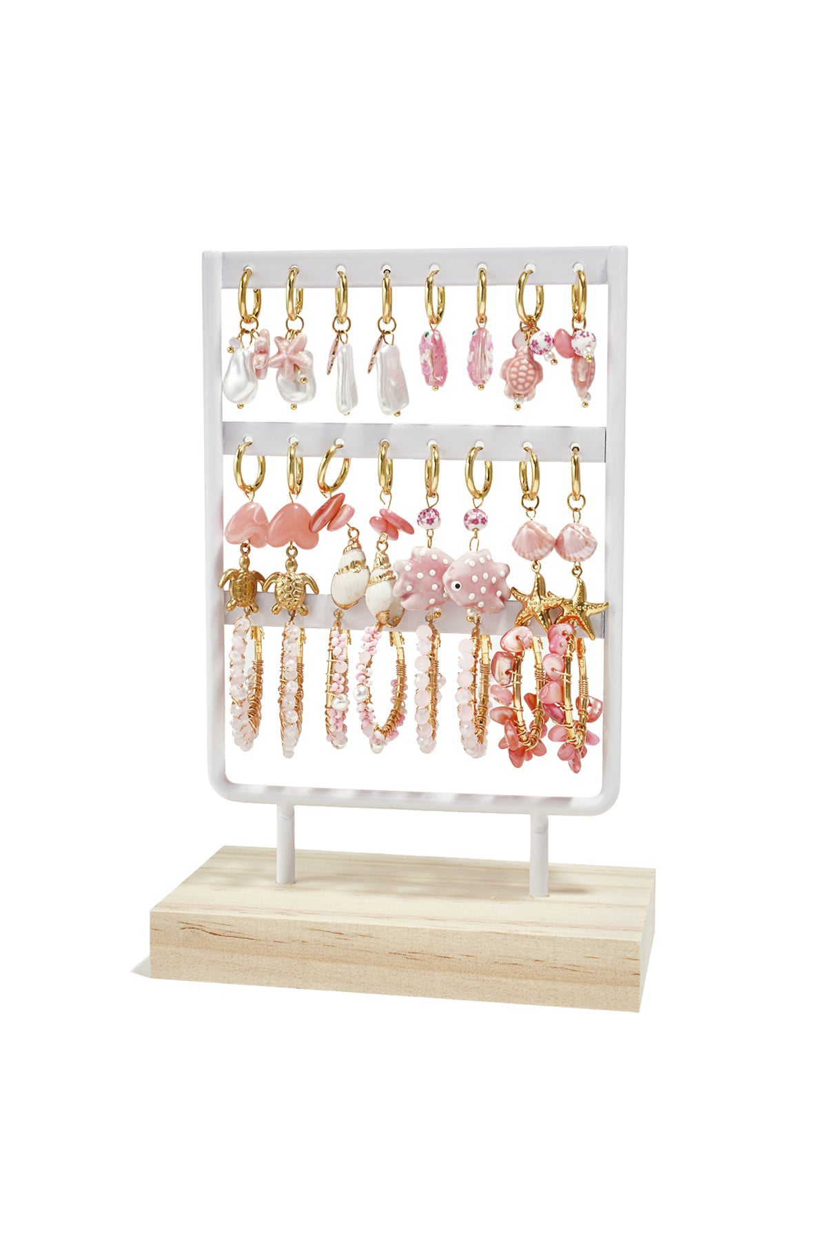 Oorbellen set met strandthema op display